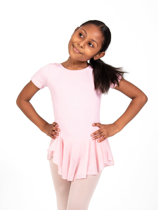 ProWear Short Sleeve Dress with Chiffon Skirt - Light Pink front