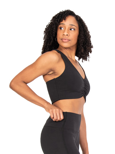 Recycled Poly Shirred Front Racerback Sports Bra