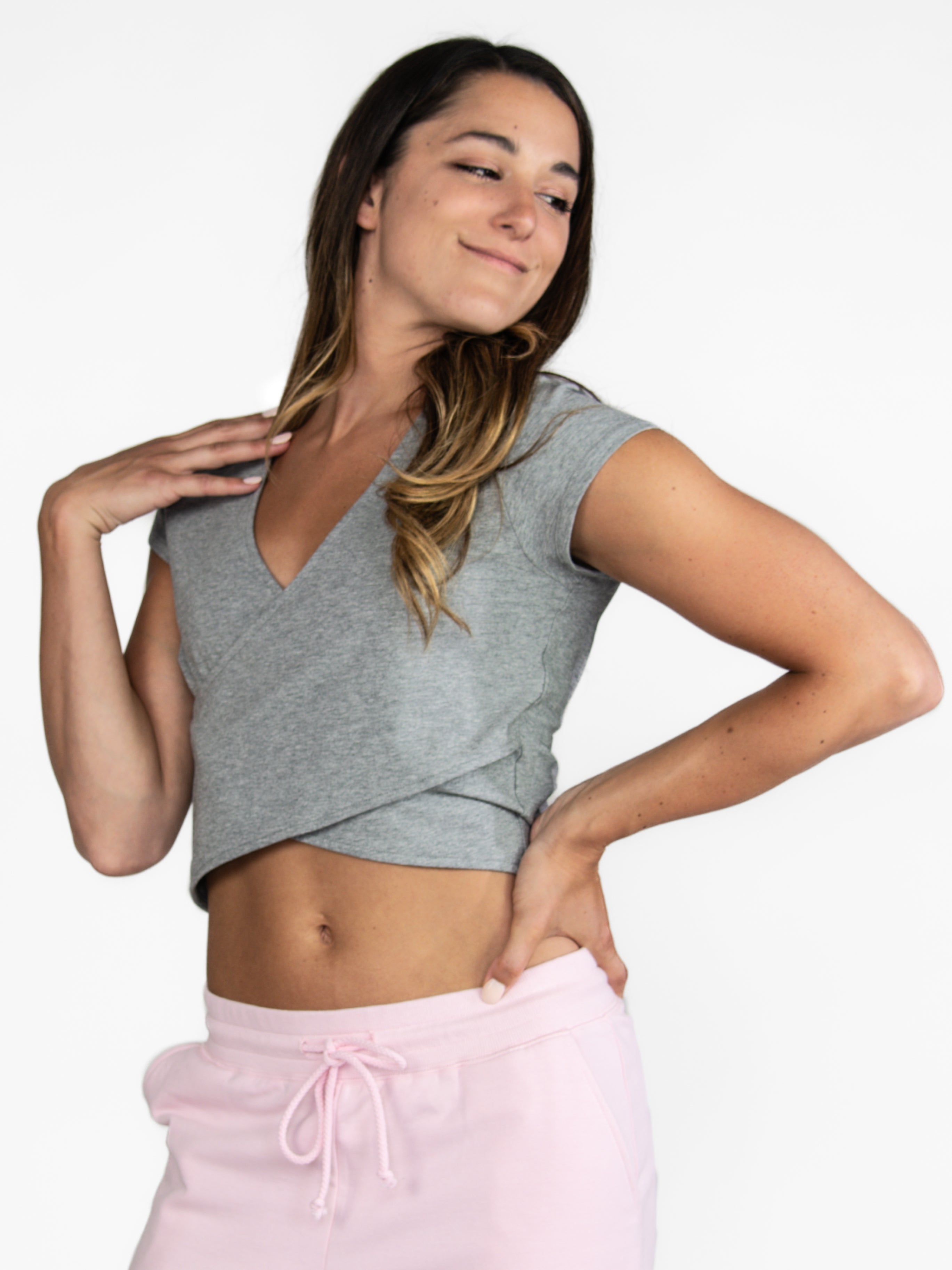 Short Sleeve Criss Cross Crop Top