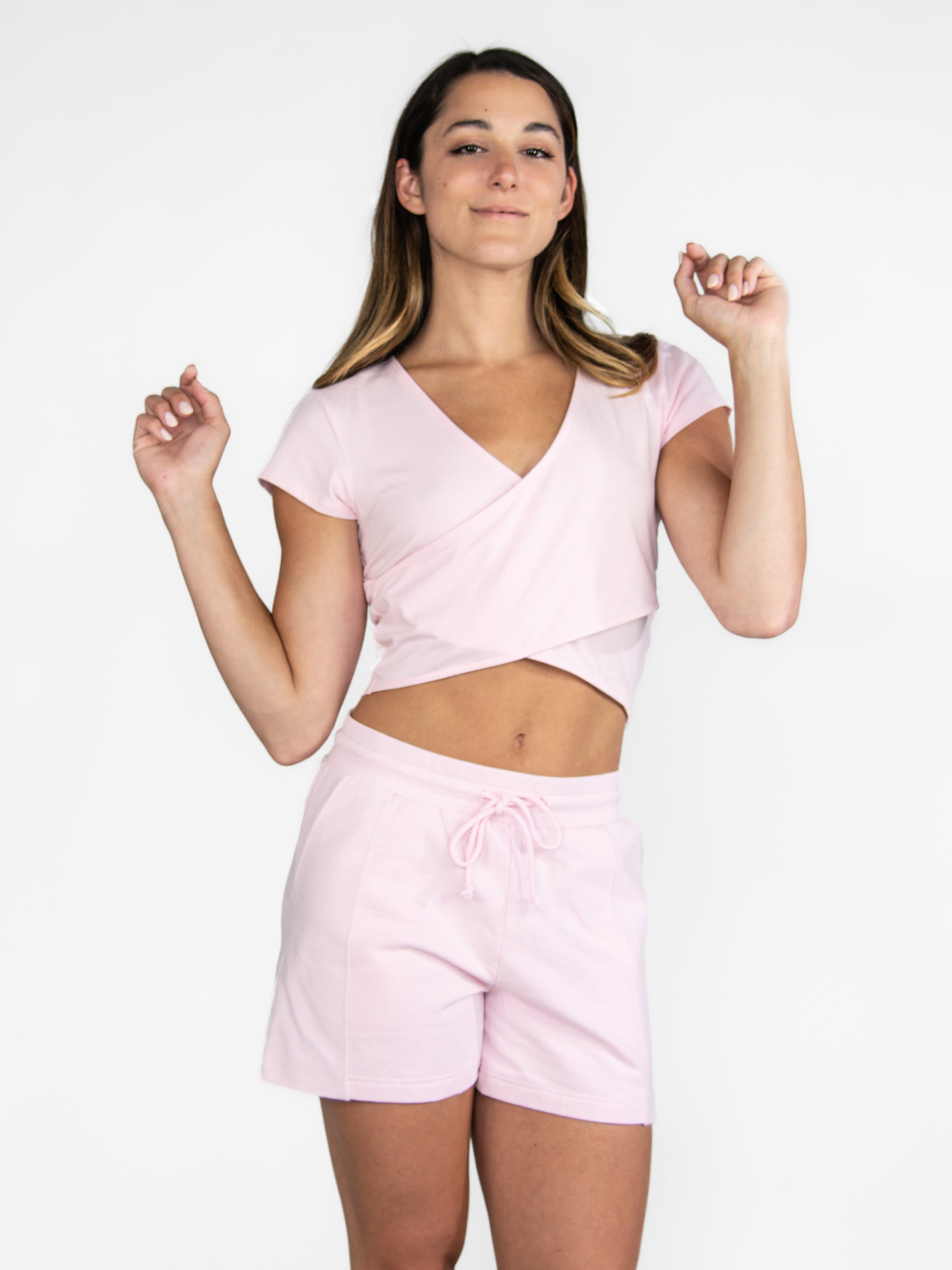Short Sleeve Criss Cross Crop Top