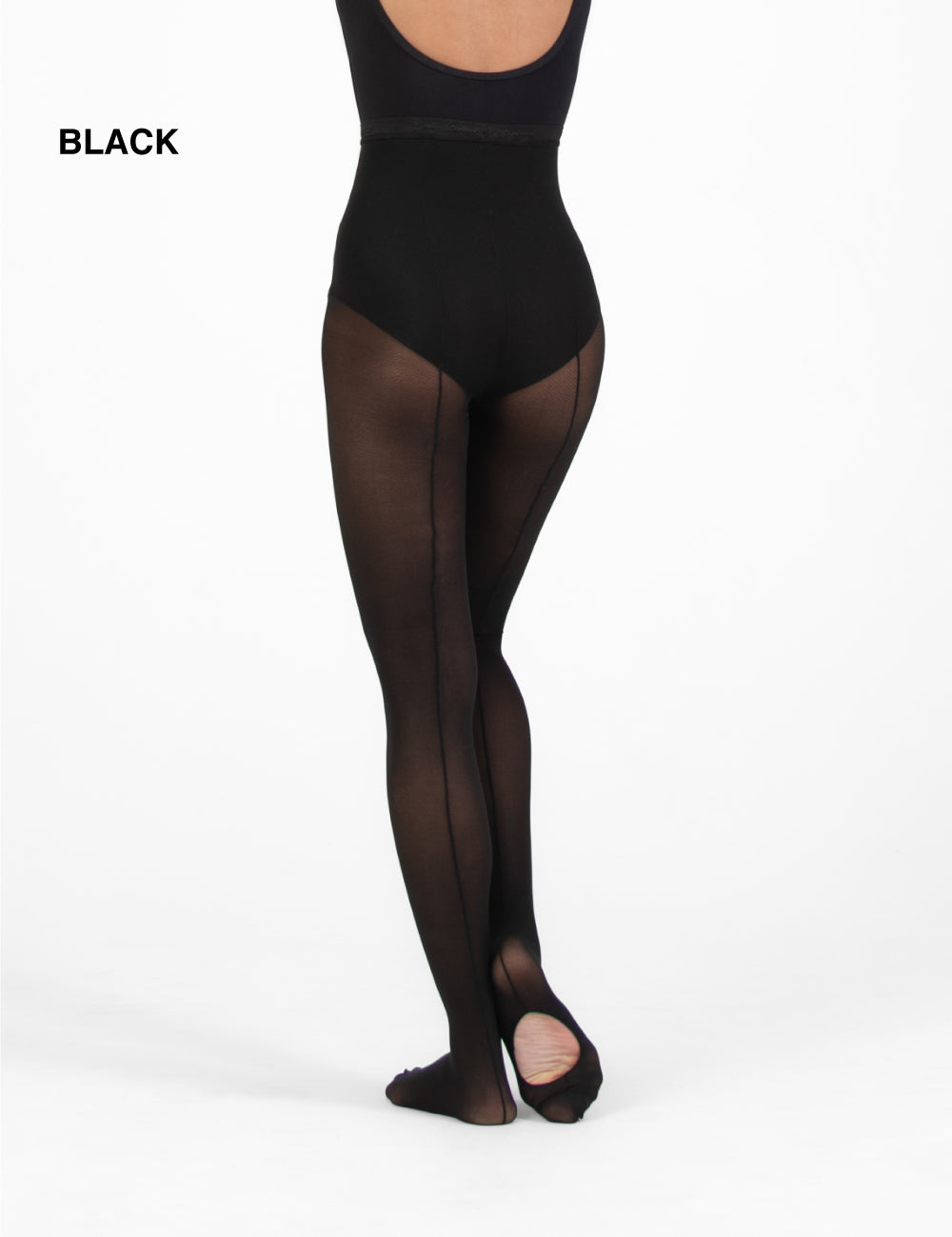 TotalSTRETCH Back Seam Sheer Mesh Convertible Tights