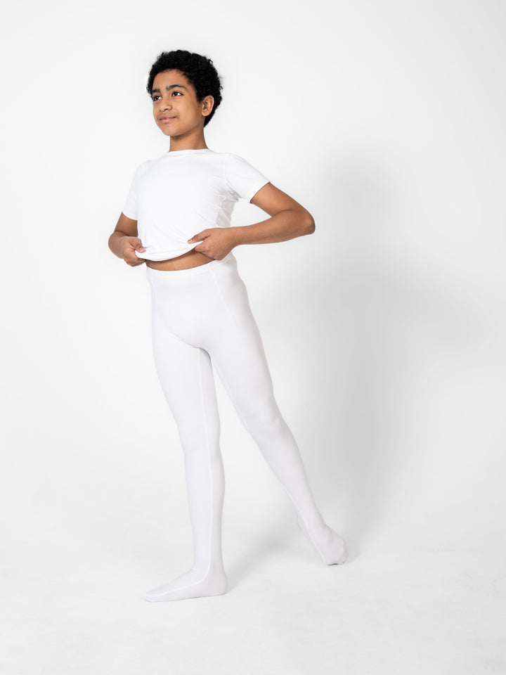 Precision Fit White Convertible Ballet Tights - BOYS - FINAL SALE