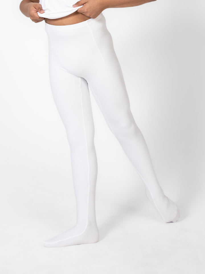 Precision Fit White Convertible Ballet Tights - BOYS - FINAL SALE