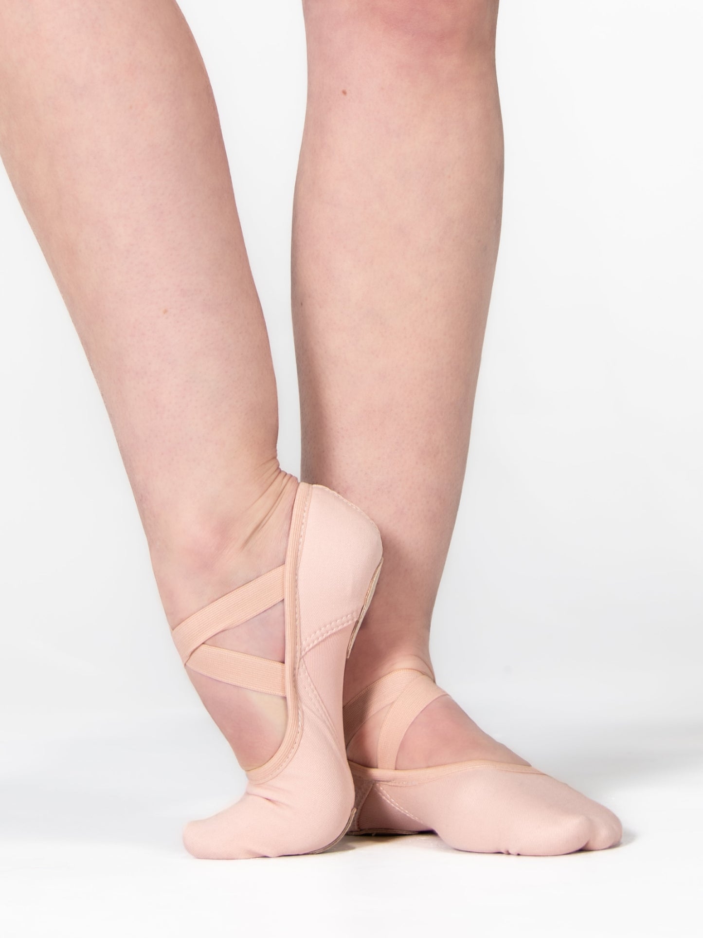 4-Way Stretch Canvas Split Sole Ballet Slipper - Child - Peach, arched foot