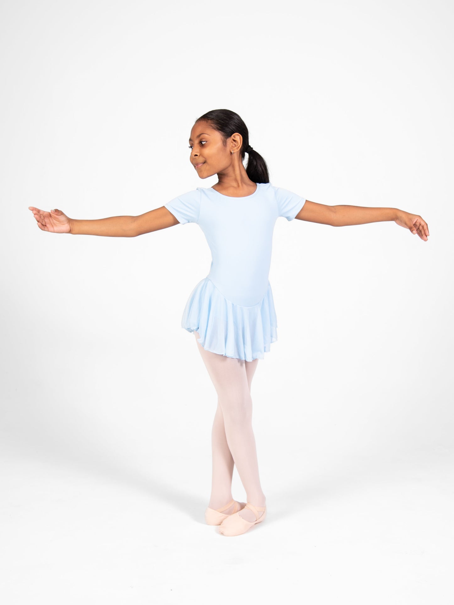 ProWear Short Sleeve Dress with Chiffon Skirt - Light Blue
