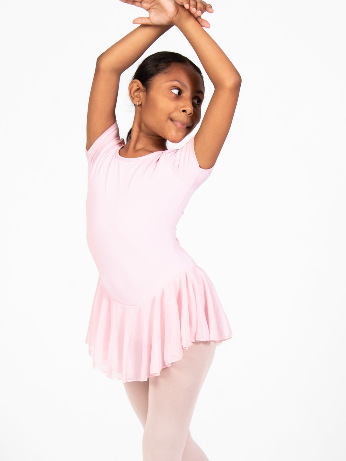 ProWear Short Sleeve Dress with Chiffon Skirt - Light Pink