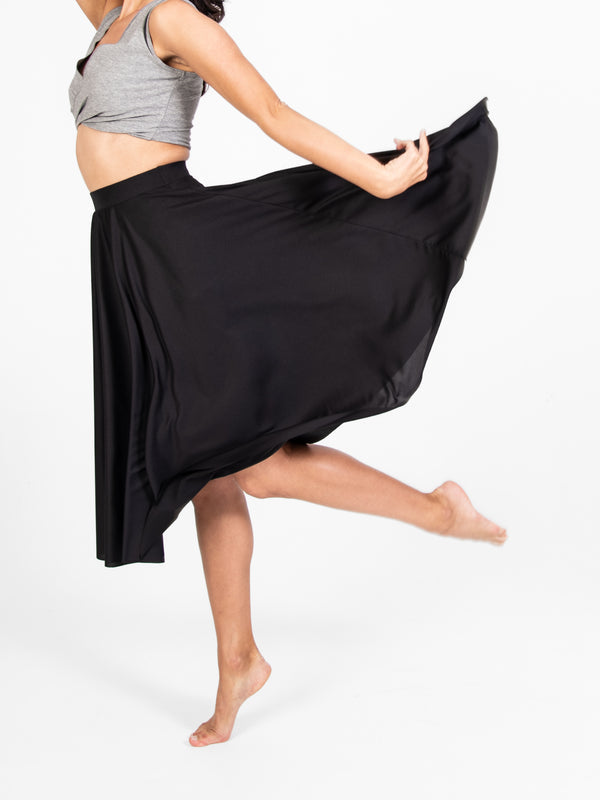 Below-The-Knee Circle Skirt - Child - Black, action shot