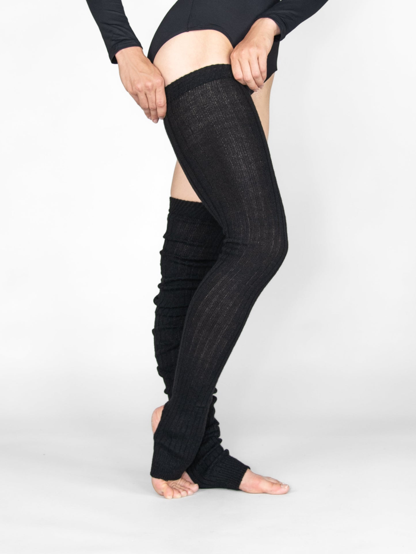 48 inch Stirrup Legwarmers - Black, side view