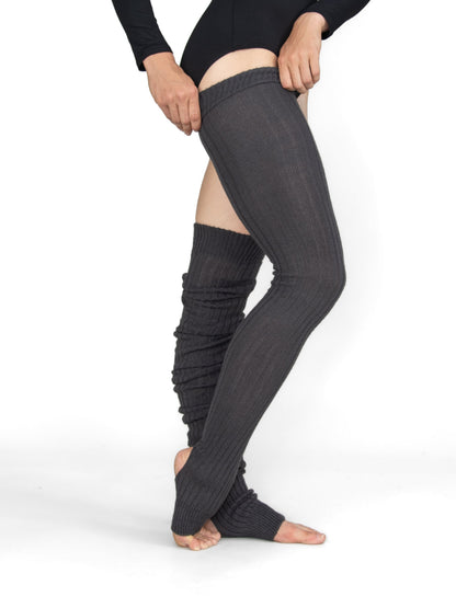 48 inch Stirrup Legwarmers - Charcoal, side view