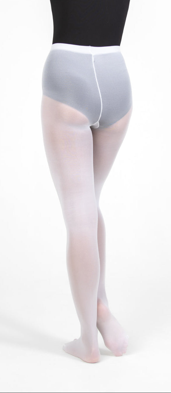 Footed Knit Waist Tights - Adult - White, back view