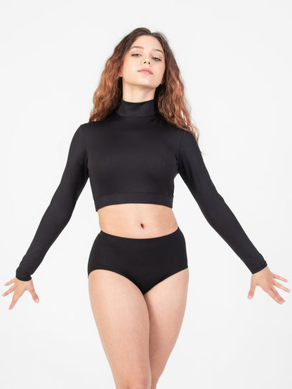 ProWear Long Sleeve Midriff Top - Child - Black, front view