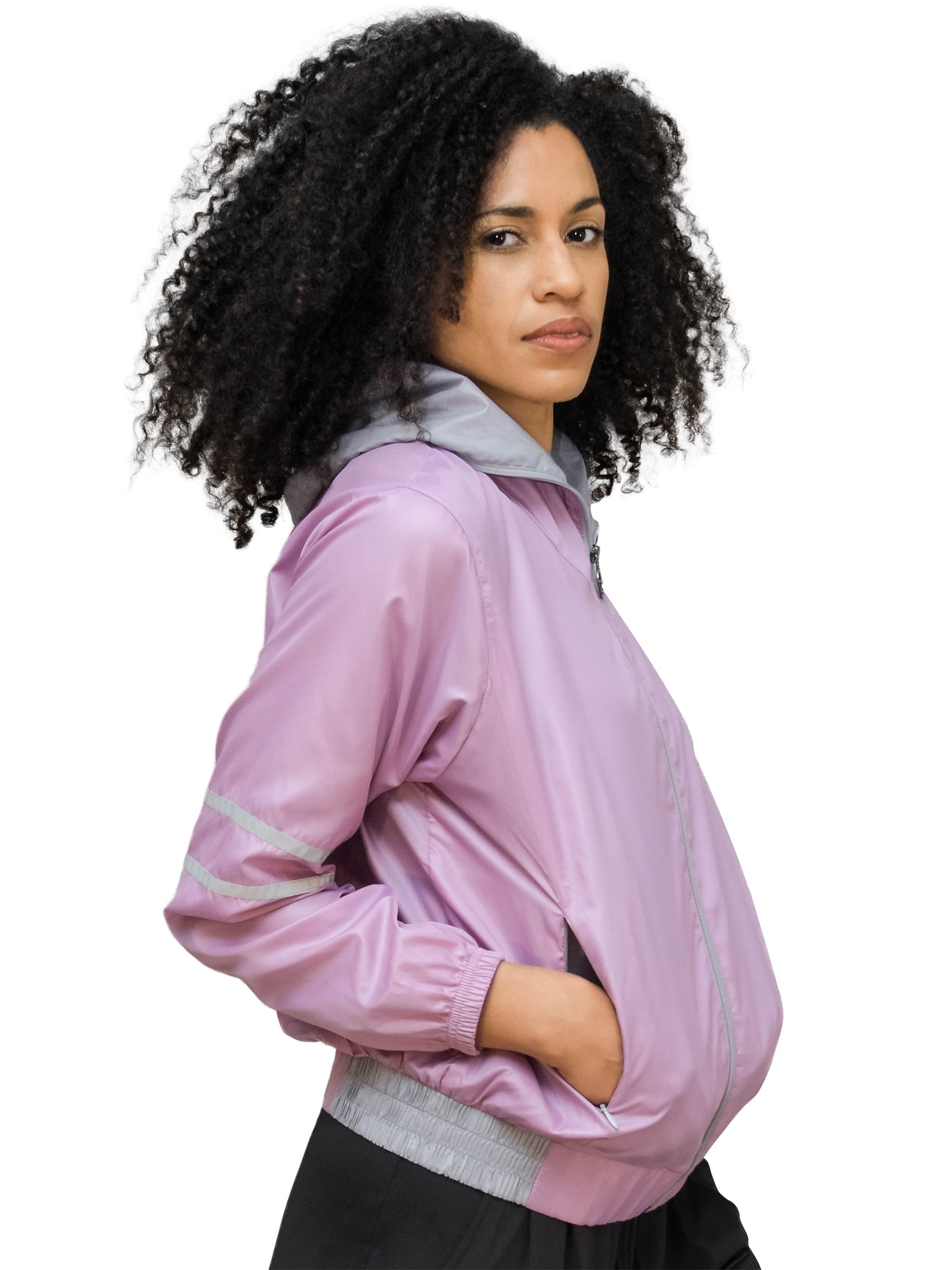 Lightweight Ripstop Hooded Zip-Up Jacket with Reflective Trim