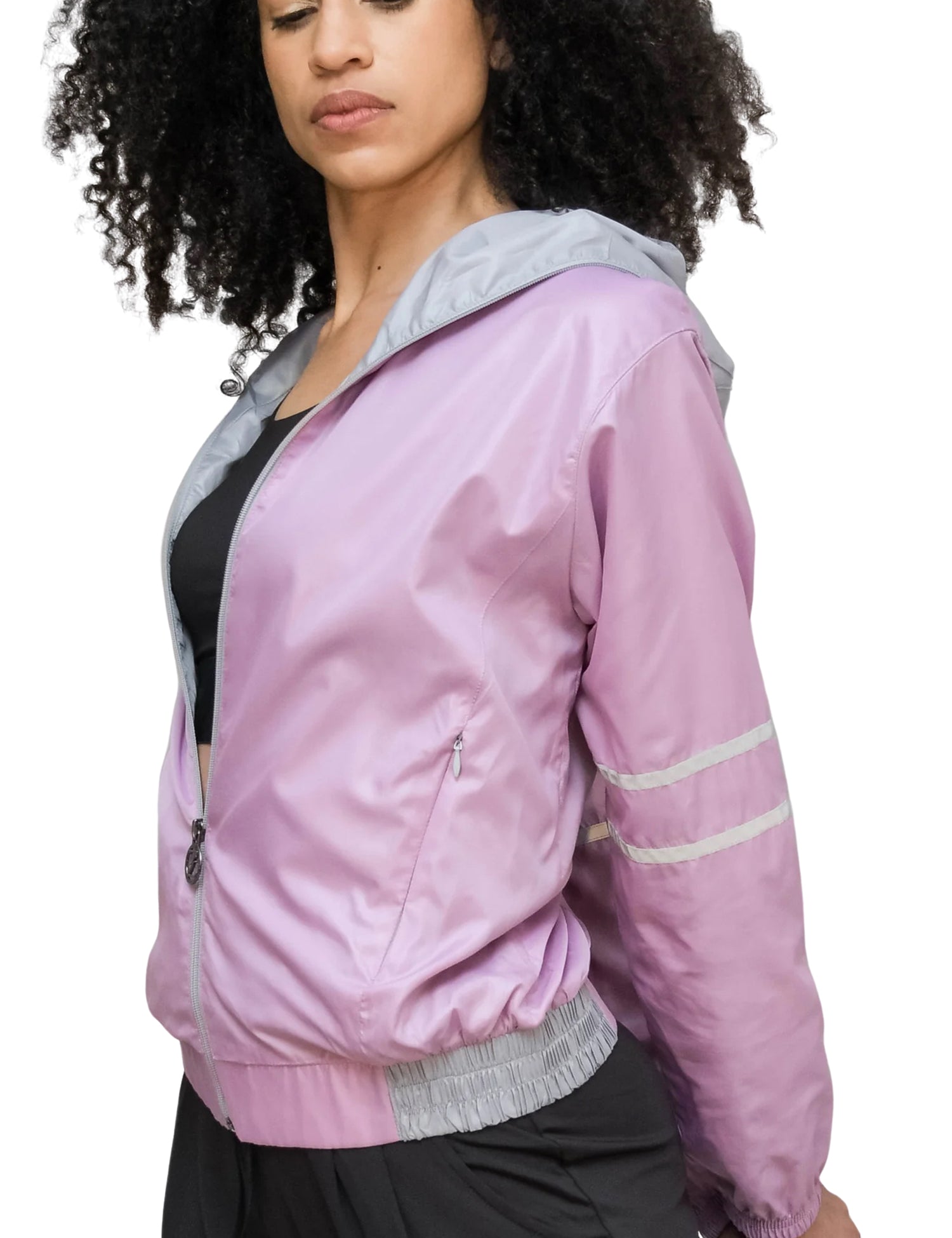 Lightweight Ripstop Hooded Zip-Up Jacket with Reflective Trim