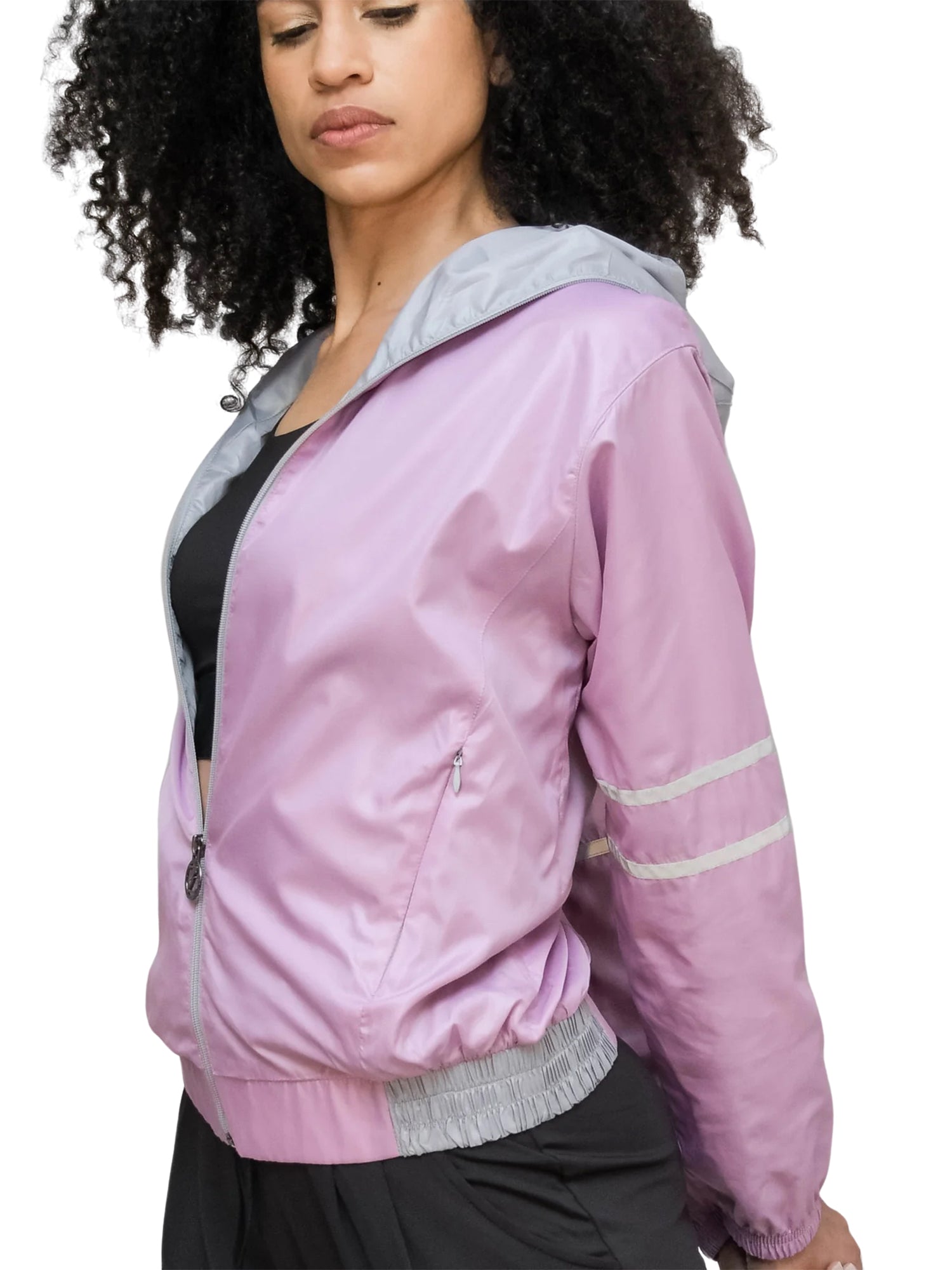 Lightweight Ripstop Hooded Zip-Up Jacket with Reflective Trim