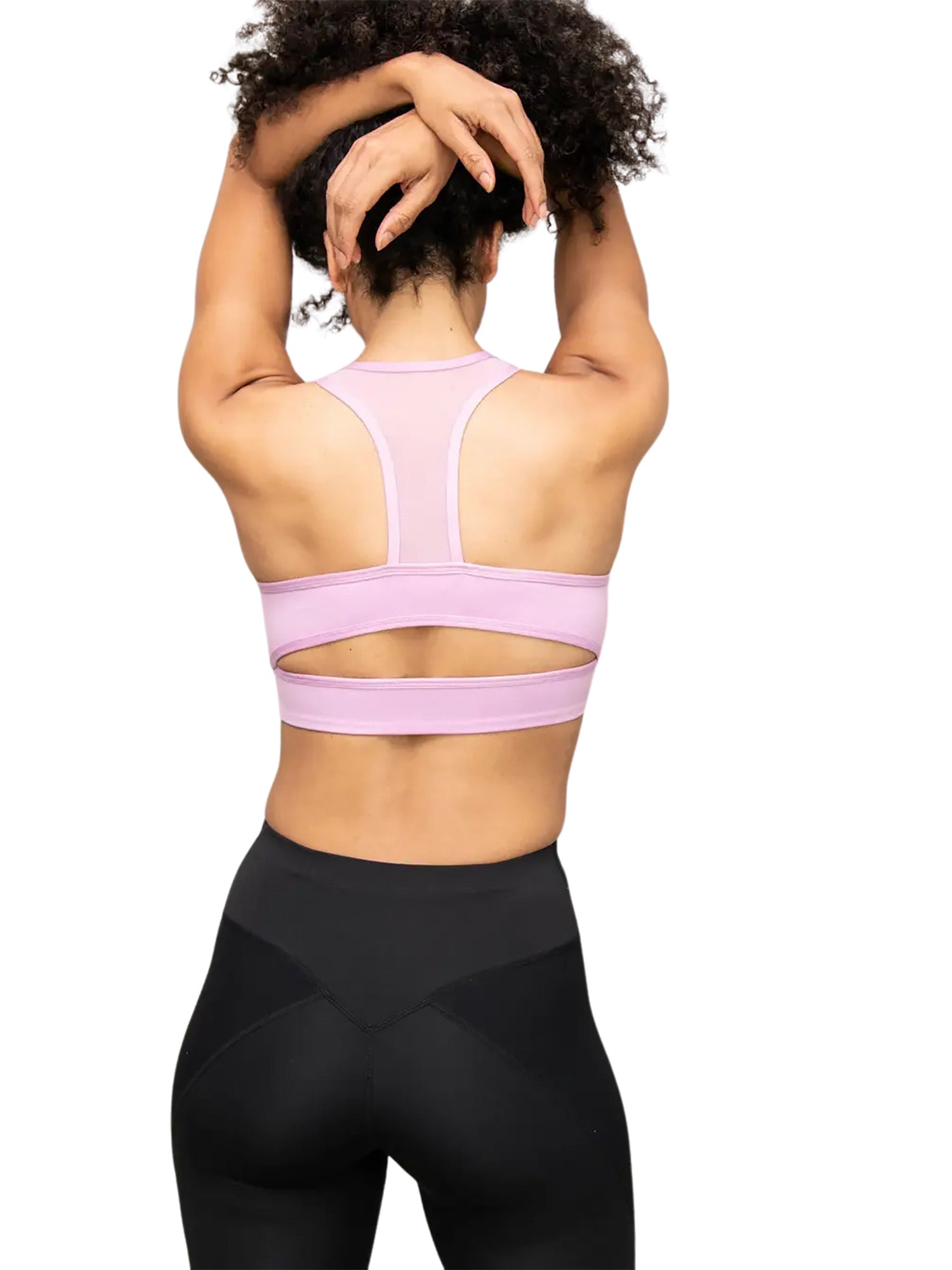 Fine Heather T-Back Bra Top with Mesh Inserts - WOMENS