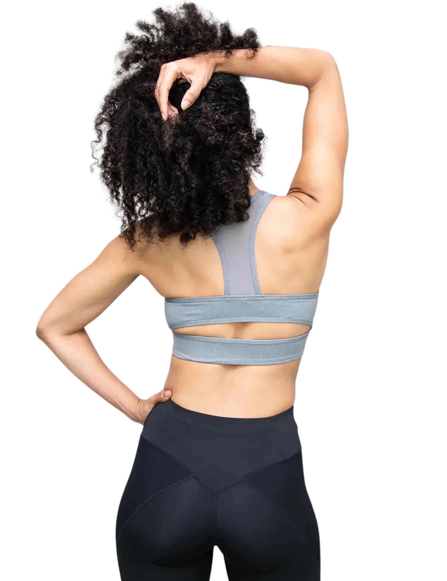 Fine Heather T-Back Bra Top with Mesh Inserts - WOMENS