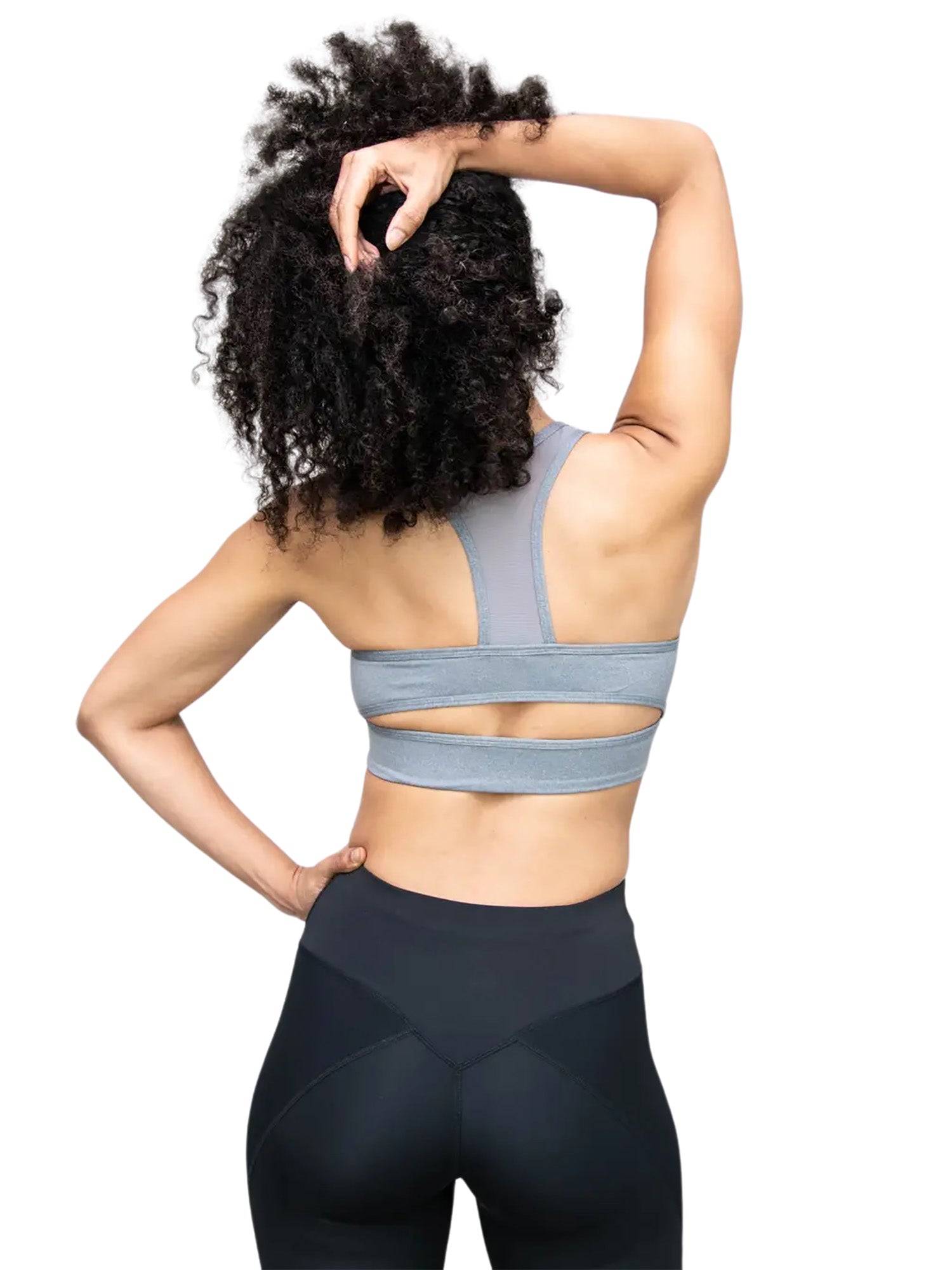 Fine Heather T-Back Bra Top with Mesh Inserts - WOMENS