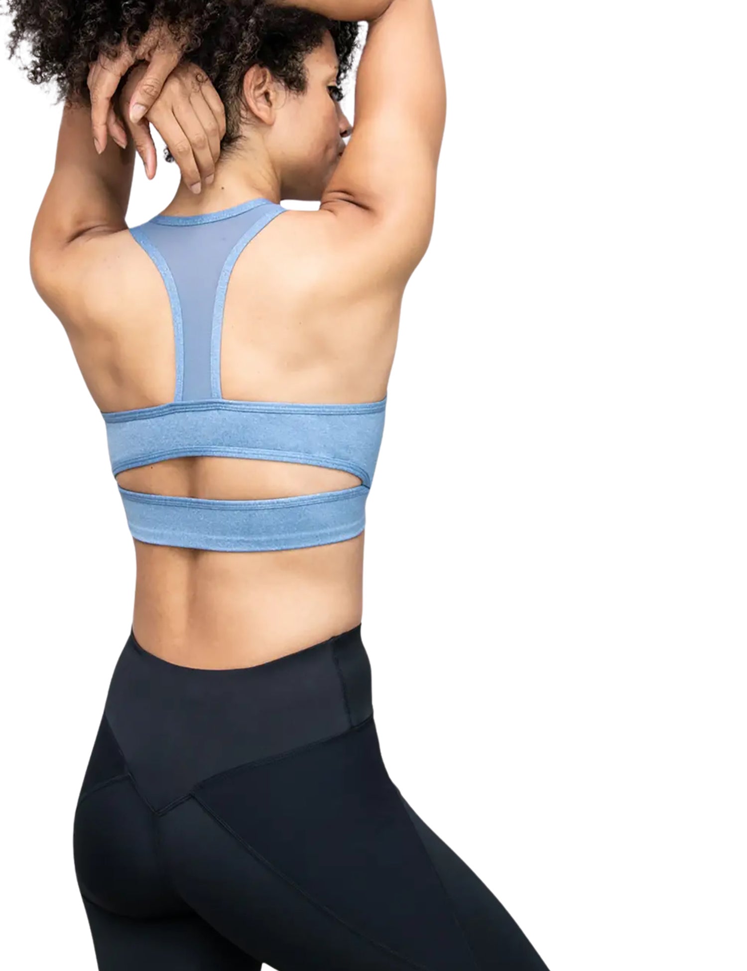 Fine Heather T-Back Bra Top with Mesh Inserts - WOMENS