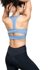 Fine Heather T-Back Bra Top with Mesh Inserts - WOMENS
