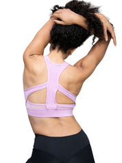 Fine Heather Racerback Bra Top with Sporty Cutouts - WOMENS