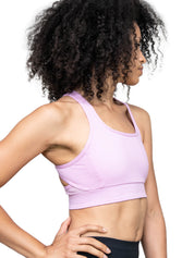 Fine Heather Racerback Bra Top with Sporty Cutouts - WOMENS