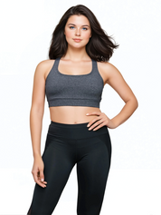 Fine Heather Racerback Bra Top with Sporty Cutouts - WOMENS