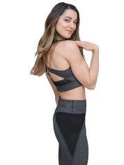 Fine Heather Racerback Bra Top with Sporty Cutouts - WOMENS