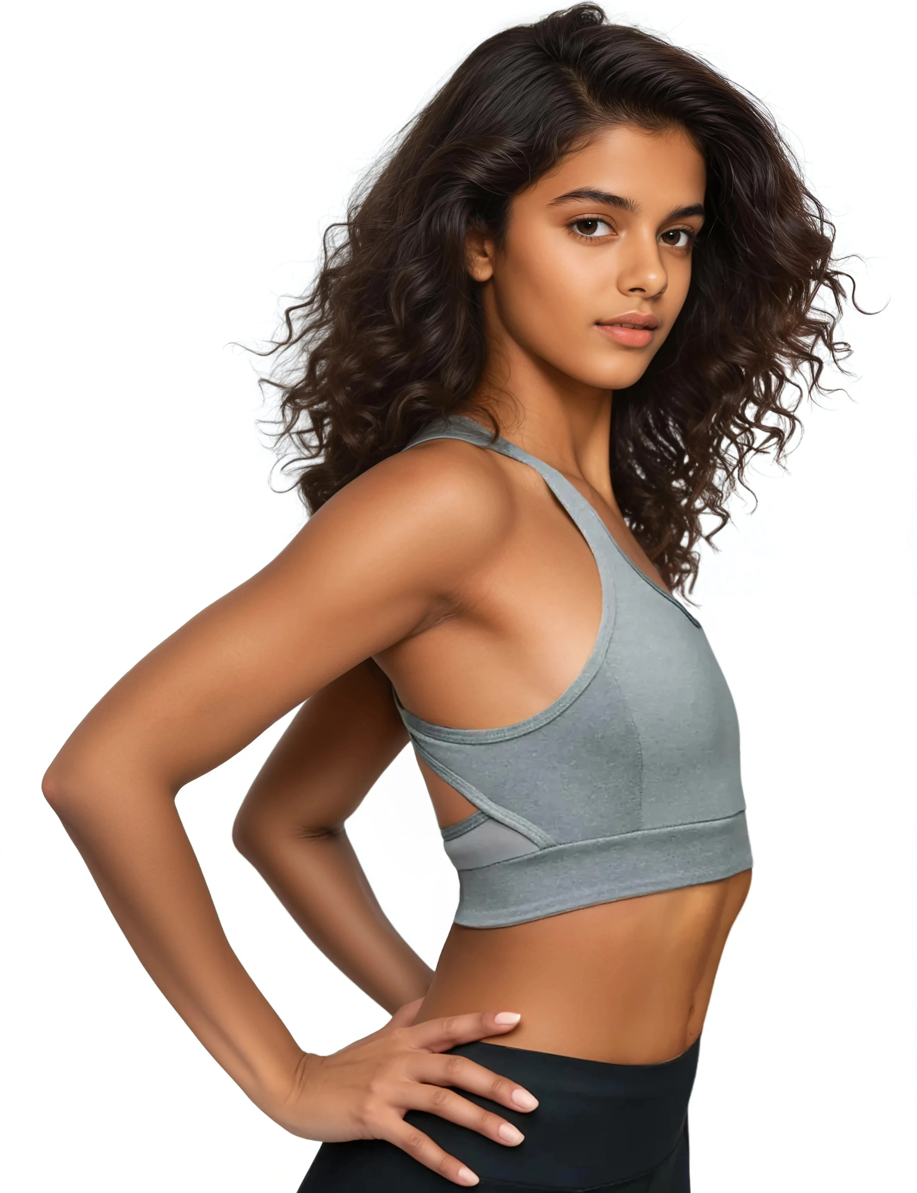 Fine Heather Racerback Bra Top with Sporty Cutouts - WOMENS