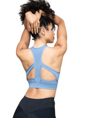 Fine Heather Racerback Bra Top with Sporty Cutouts - WOMENS