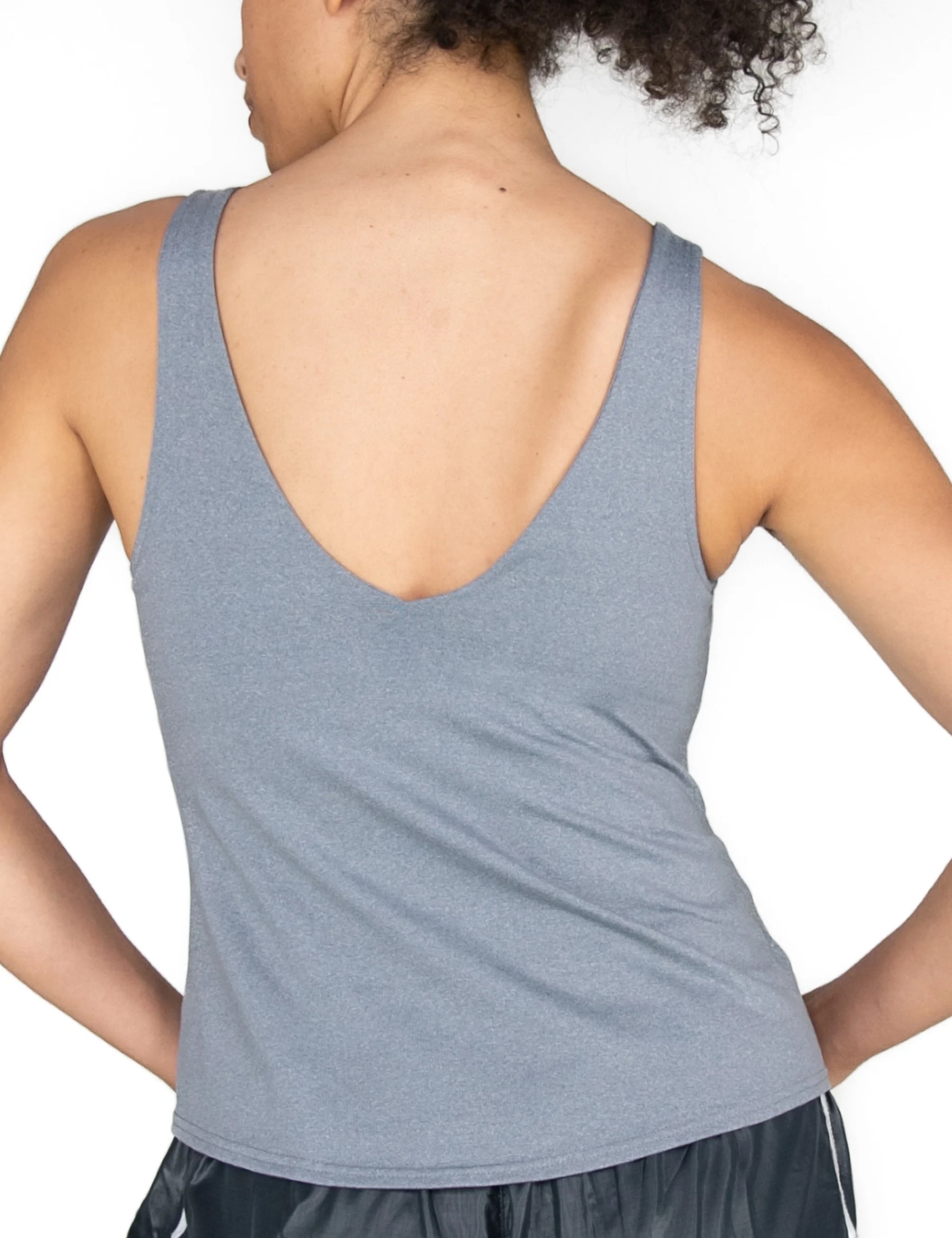 Fine Heather V-Neck Built-in Bra Pullover - WOMENS