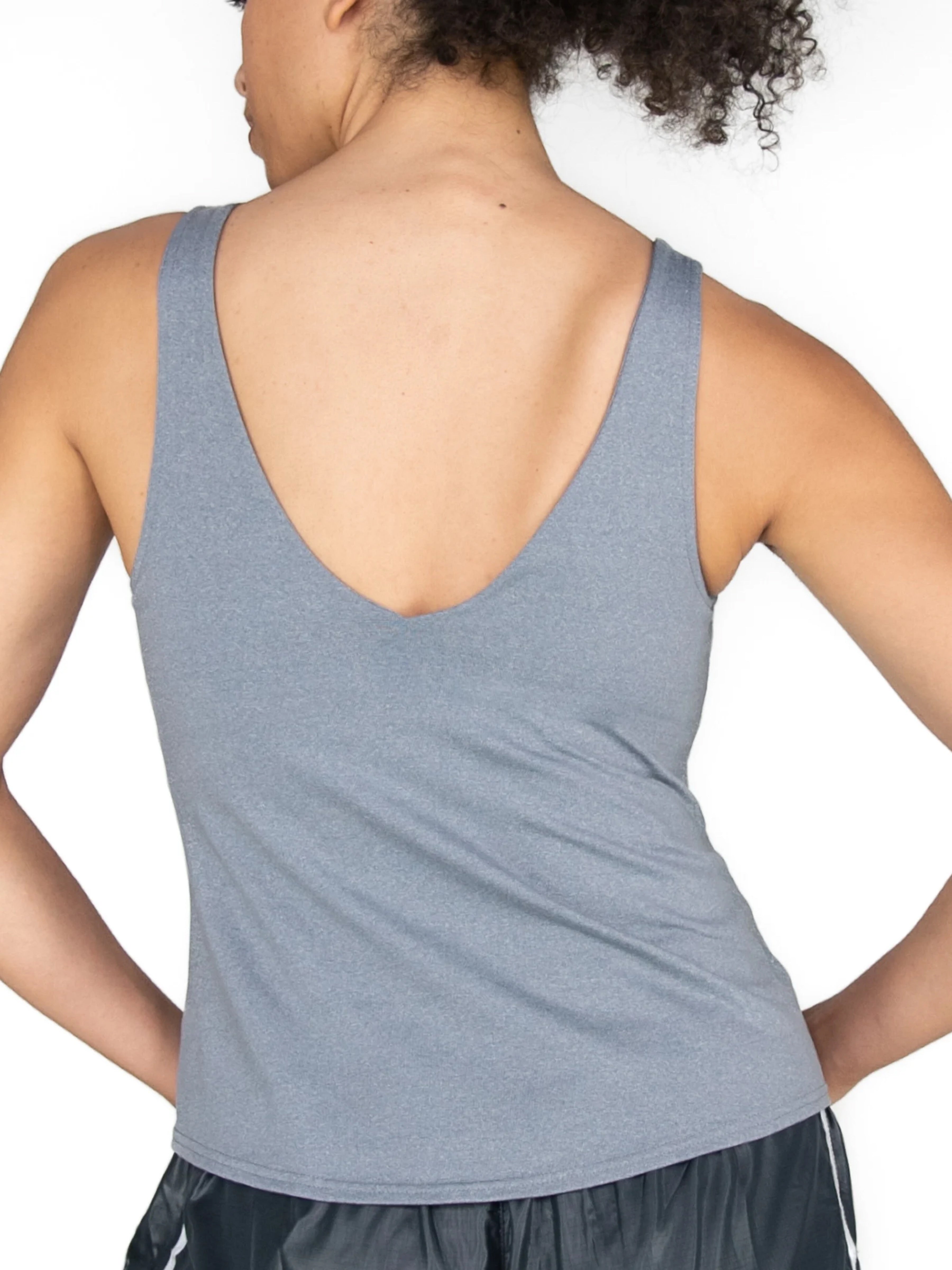 Fine Heather V-Neck Built-in Bra Pullover - WOMENS