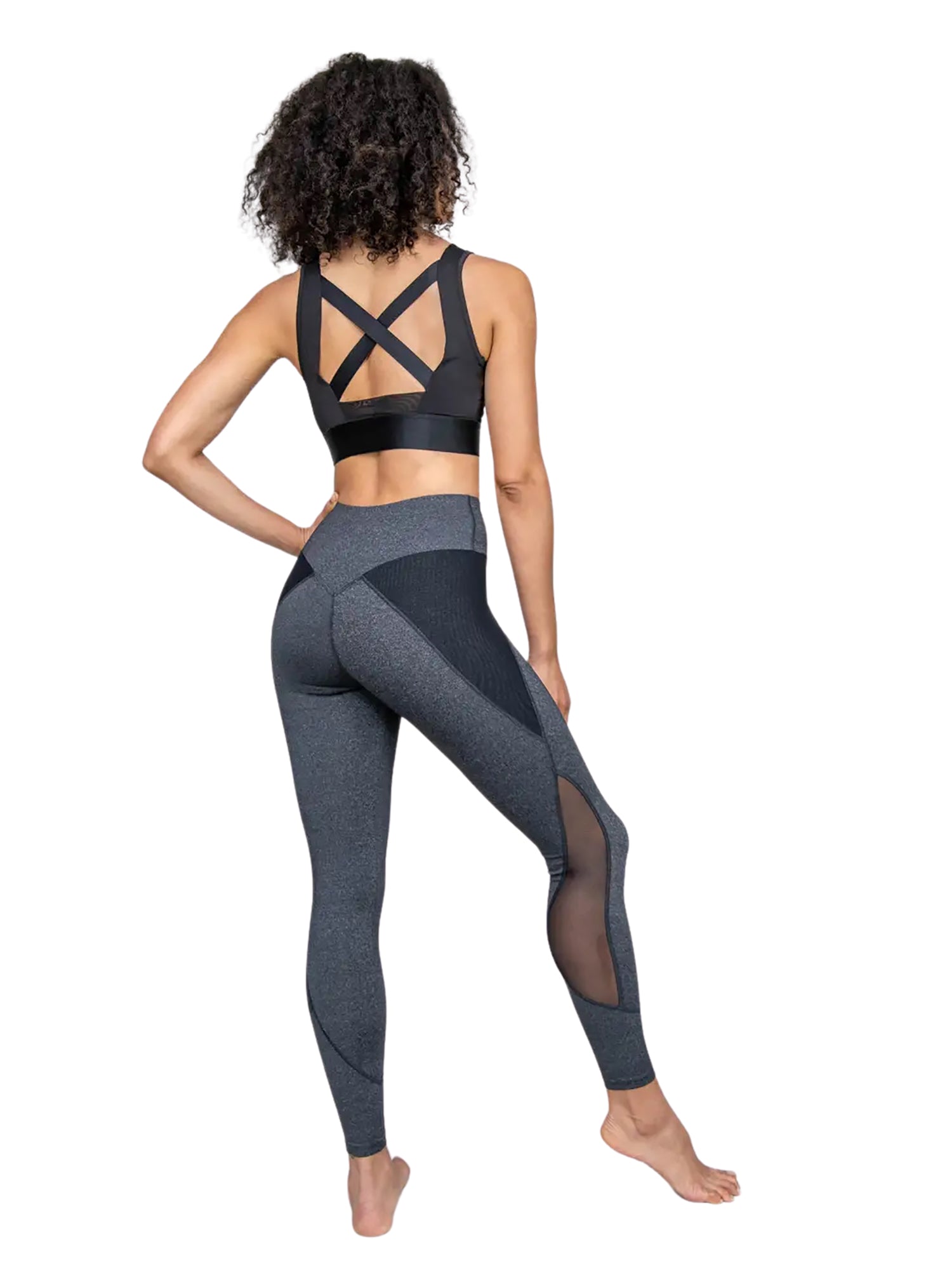 Fine Heather Leggings with Power Mesh Inserts - WOMENS
