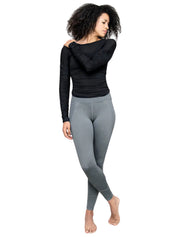 Fine Heather Leggings with Power Mesh Inserts - WOMENS