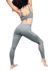 Fine Heather Leggings with Power Mesh Inserts - WOMENS