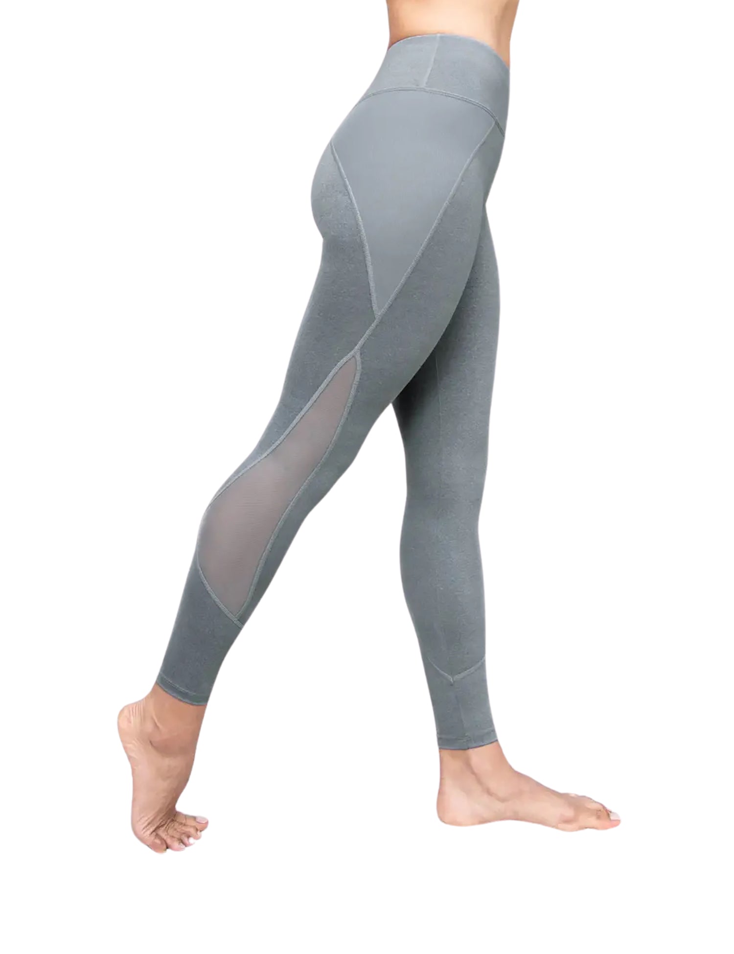 Fine Heather Leggings with Power Mesh Inserts - WOMENS