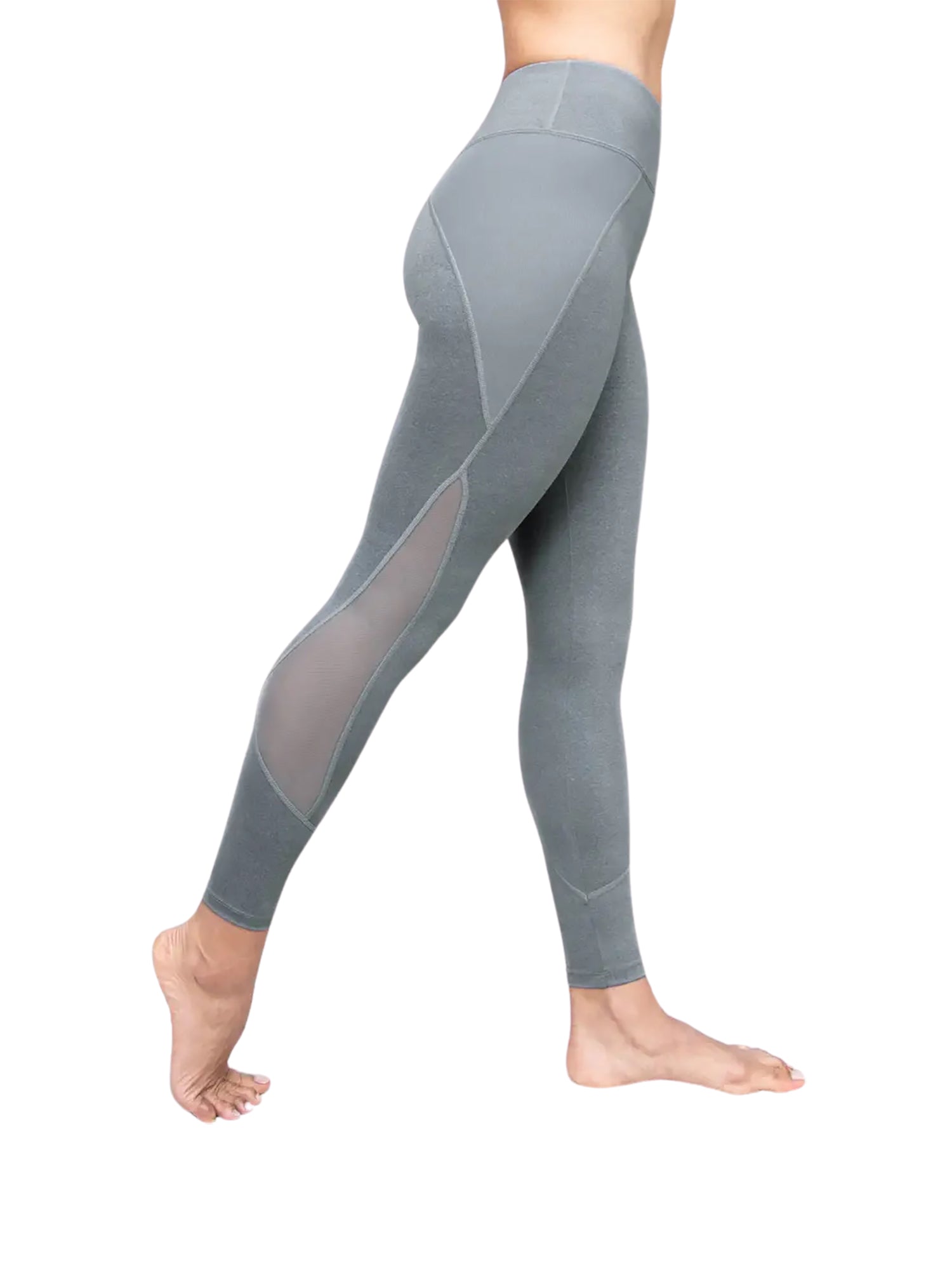 Fine Heather Leggings with Power Mesh Inserts - WOMENS