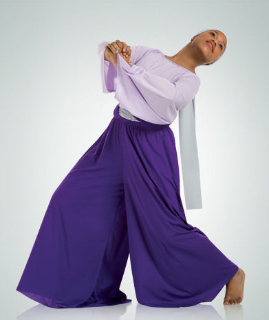 Palazzo trousers in crêpe fabric with embroidered band