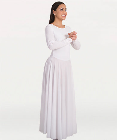 Danzcue Women's Praise Dance Dress - Loose Fit Long Sleeve Orange Performance Dress