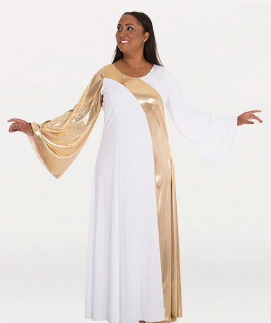 Asymmetrical Bell Sleeve Dress -WOMENS