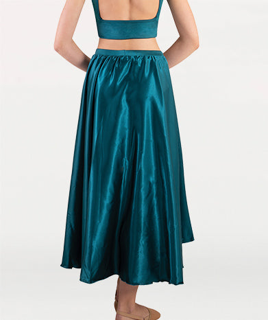 Long Cross-Over Front Satin Skirt - GIRLS