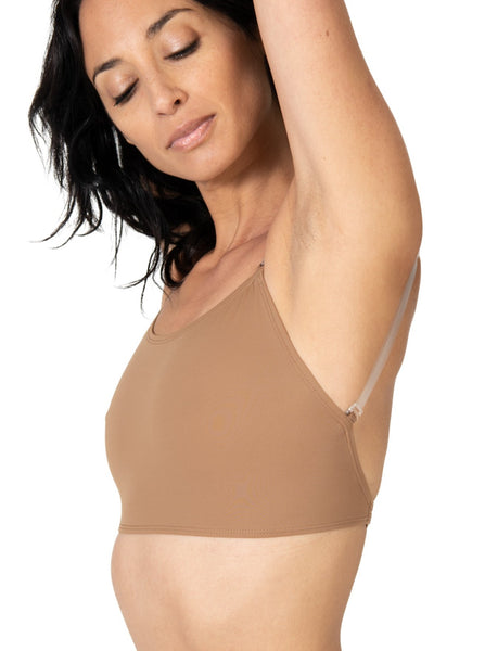 Body Wrappers Nude Halter Dance Bra - Clear Straps - Child 0275