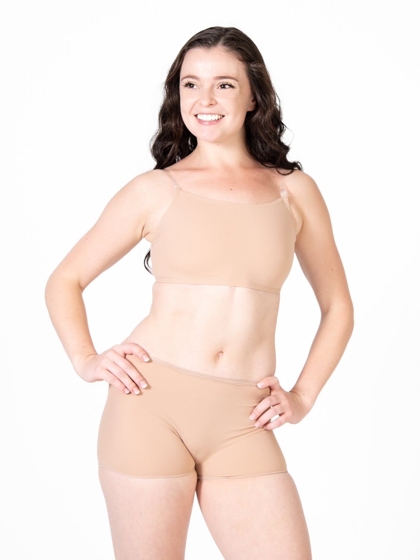 Body Wrappers 275 Women's Size Small Nude Halter Top Bra w/ Clear Adj.  Straps