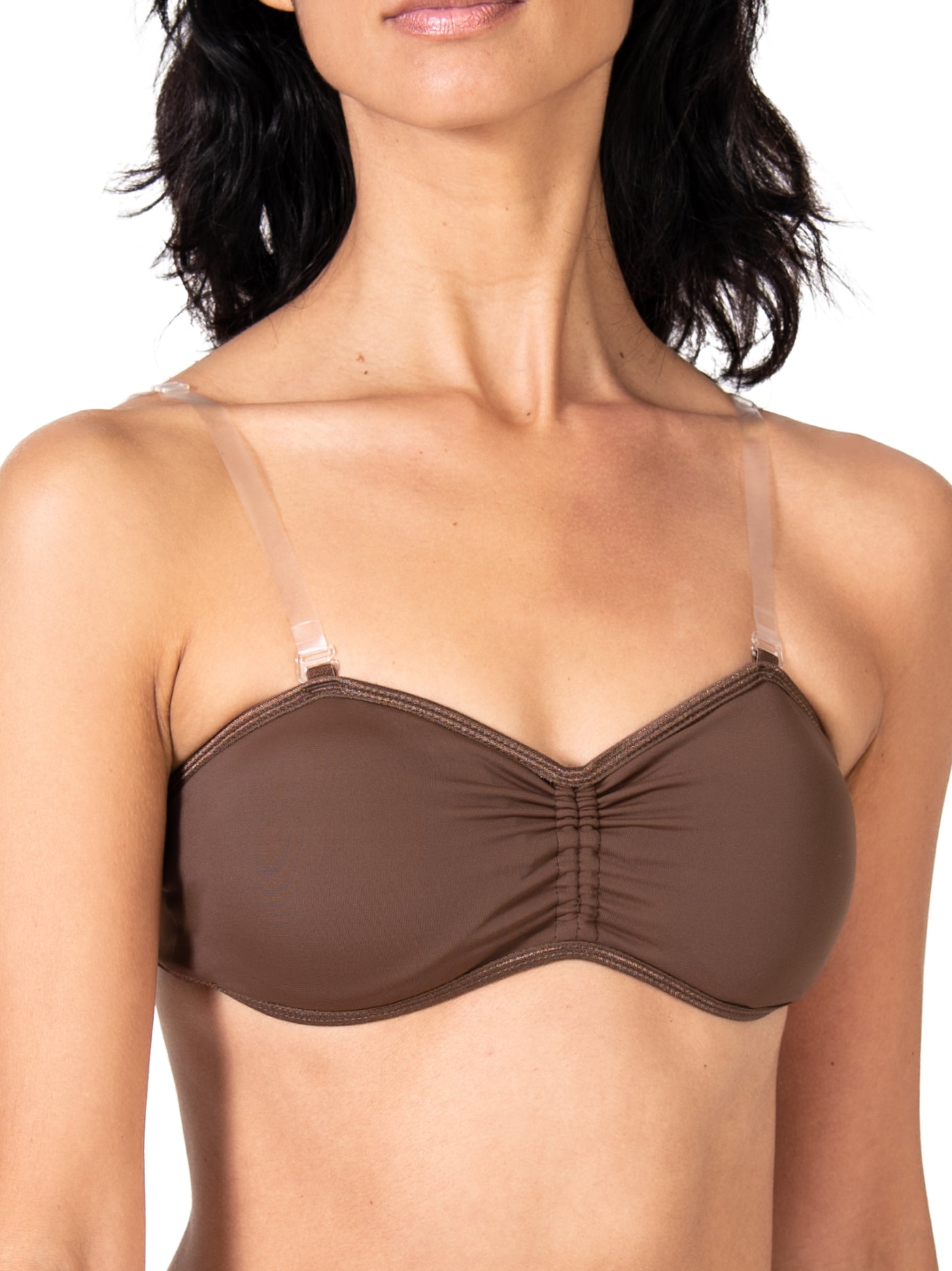 Body Wrappers Padded Bandeau Bra with Adjustable Straps and Clear Back 274  : Dance Max Dancewear