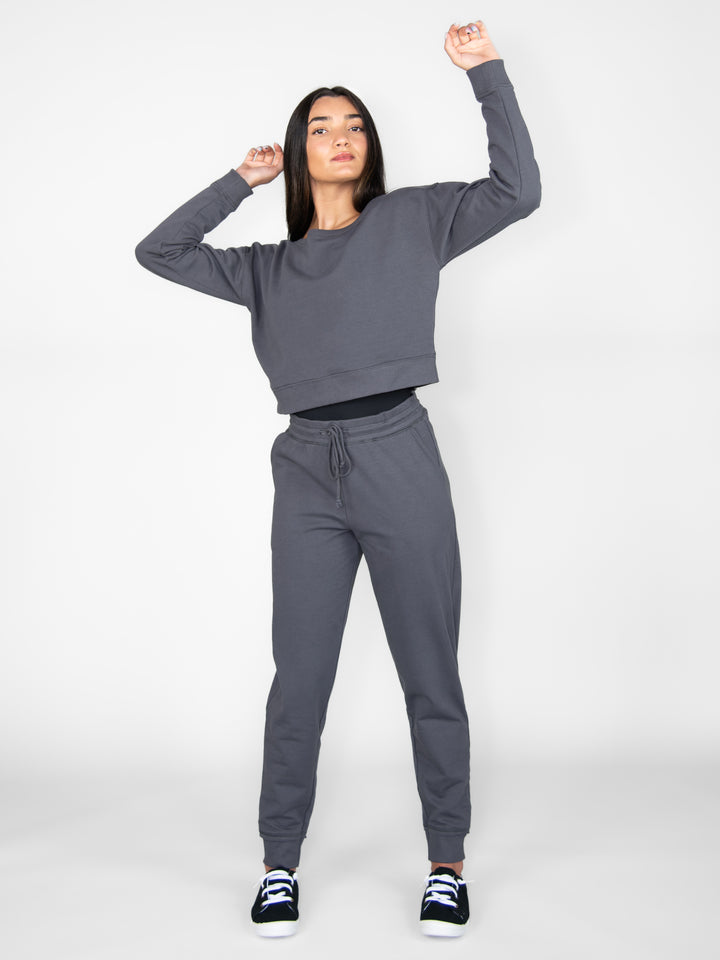 French Terry Tapered Joggers with Front Pockets
