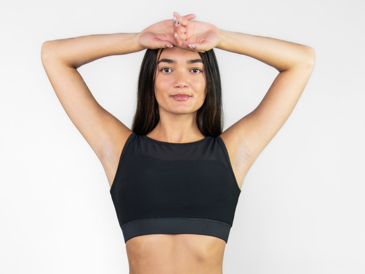 Recycled Poly Double Layer Bra Top with Mesh
