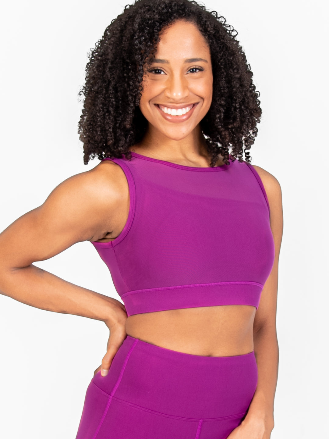 Recycled Poly Double Layer Bra Top with Mesh