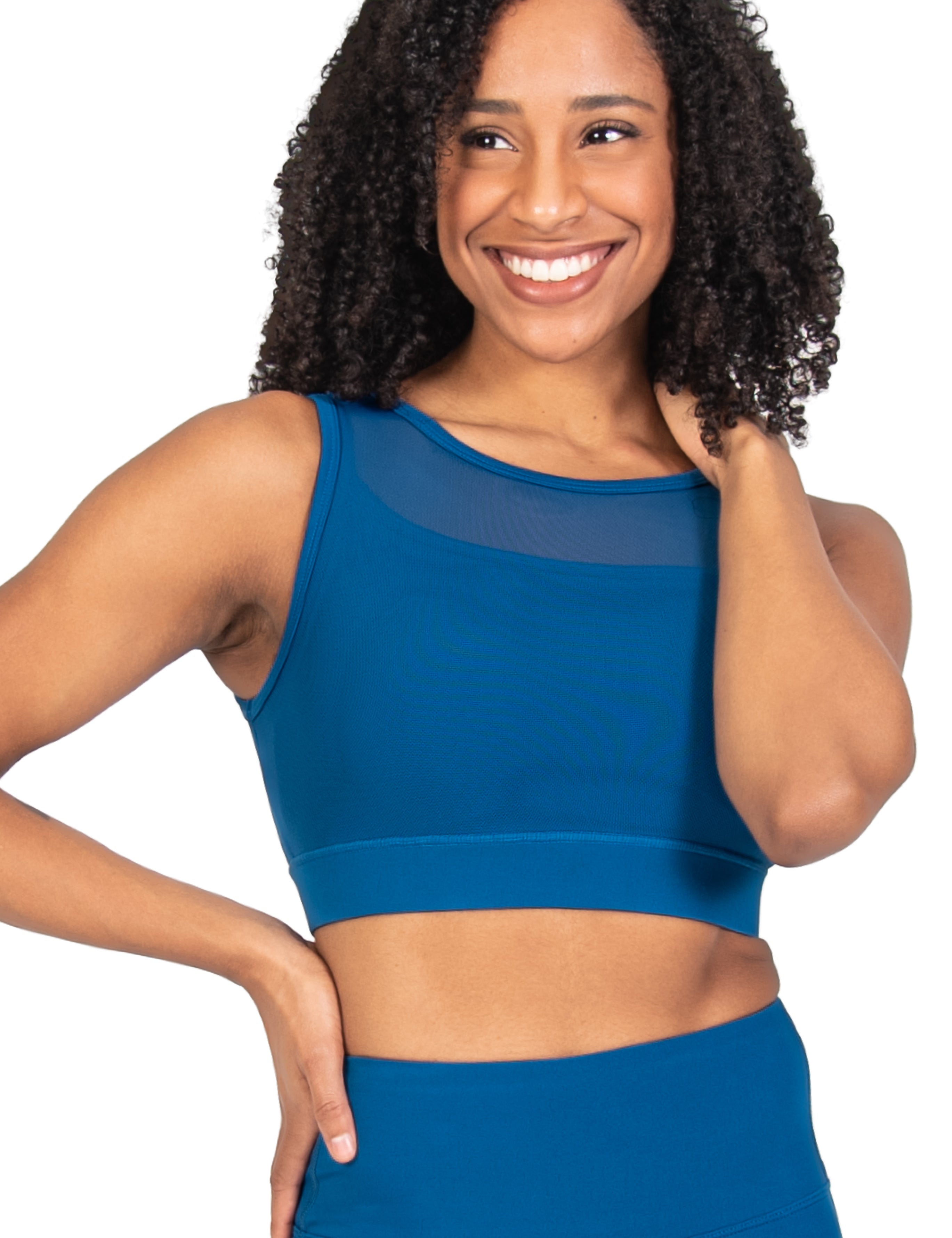Recycled Poly Double Layer Bra Top with Mesh