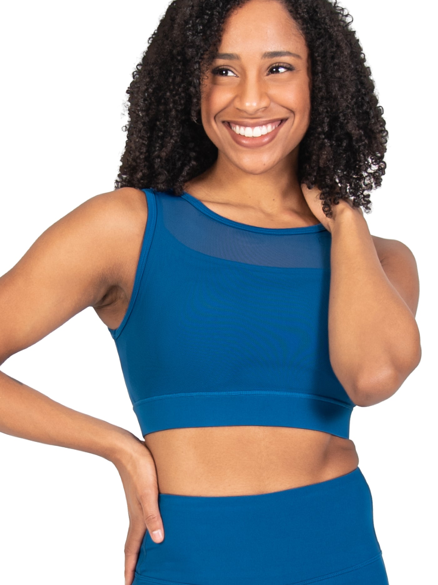 Recycled Poly Double Layer Bra Top with Mesh