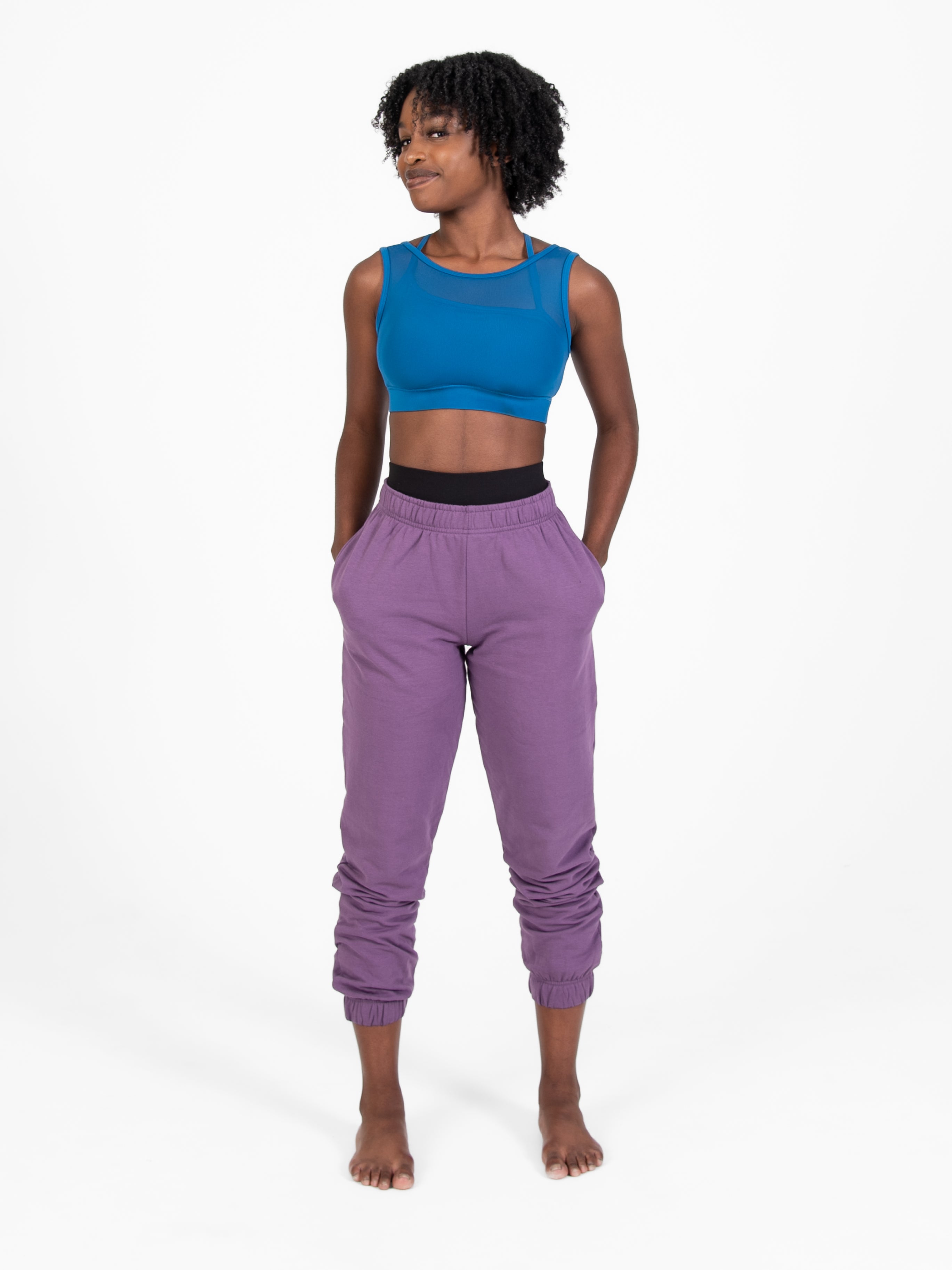 Recycled Poly Double Layer Bra Top with Mesh