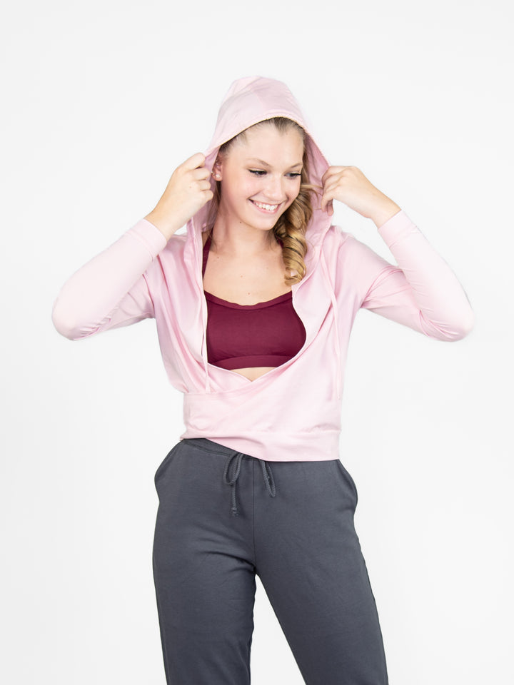 Long Sleeve Cropped Criss Cross Hoodie